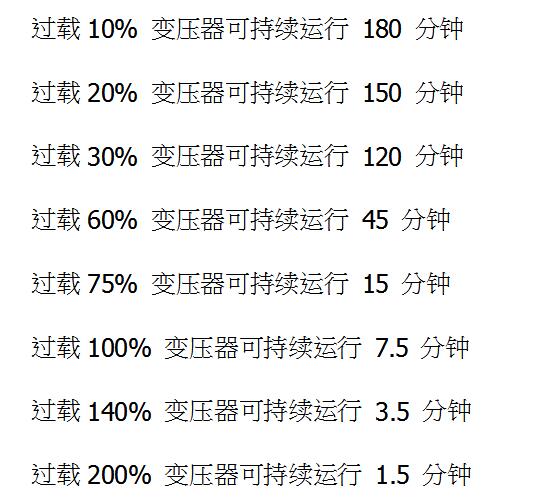 变压器过载能力及时间_干式变压器过载能力分析